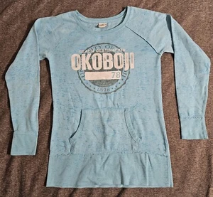 Womens University Of Okoboji Long Sleeve Blue Sweater With Pocket Medium - Picture 1 of 9