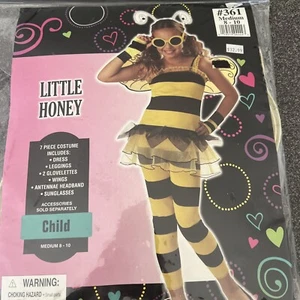 Little Honey Girl Child's Medium (8-10) Halloween Costume 7pcs, Yellow Stripped - Picture 1 of 14