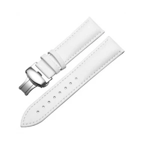 Universal Genuine Leather Watch Strap Band Bracelet Butterfly Buckle 12mm-24mm - Picture 1 of 22