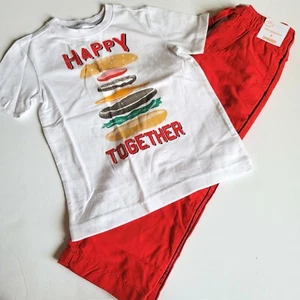 Gymboree Boys 4 4T Hop n Roll Hamburger Tee & Red Gymster Pants Set NWT 2015 - Picture 1 of 3