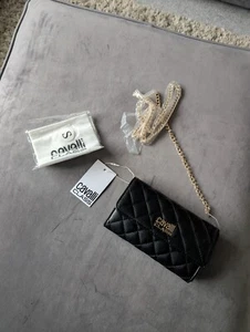 Borsa a tracolla nuova trapuntata Cavalli Class nera Tanaro pelle trapuntata mini £ 165 - Foto 1 di 14