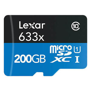Lexar 633x High-Performance MicroSDXC 200GB Class 10 UHS-I Memory Card