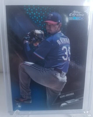 2021 Topps Chrome Black Blue Refractor 65/75 Kohei Arihara #47 Rookie RC Rangers - Image 1 of 3