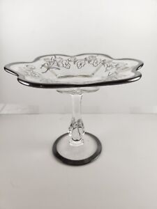 Duncan Miller Silver Overlay Canterbury Tulips Daffodils Pedestal Compote Dish