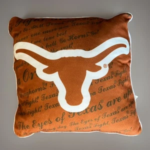 TEXAS LONGHORNS Throw Pillow 16x16” Orange & White 2 Sided State Logo Cushion - Picture 1 of 5