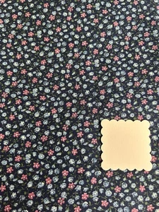Trapunta vintage anni 80 blu navy Peter Pan micro floreale Calico 1 Y cotone viola F64 - Foto 1 di 3