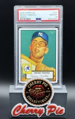 2006 Topps '52 Mickey Mantle #311 GREEN PSA 10 GEM MINT - Image 1 of 4