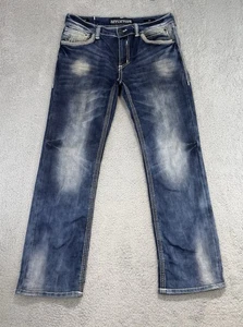 Affliction Black Premium Jeans men 34x32 Blake biker Distressed Embroidered - Picture 1 of 16