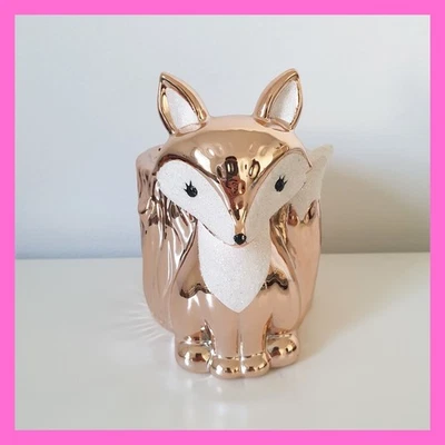 Bath & Body Works Fox Soap Dispenser Ceramic Glitter Pink Gold Copper - Image 1 of 4
