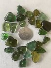 25 centre drilled 2mm Hole pieces of Scottish Sea glass Shades Of Green MT8
