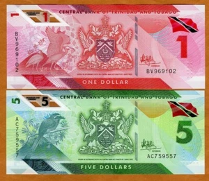 CONJUNTO Trinidad y Tobago, $1-5, 2020 (2021) P-Nuevo, Polímero UNC Regesignado - Imagen 1 de 2