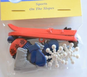 On the Slopes ~ Skiing / Craft Buttons / Buttons Galore / Skies ~ Poles ~ Boots - Picture 1 of 3