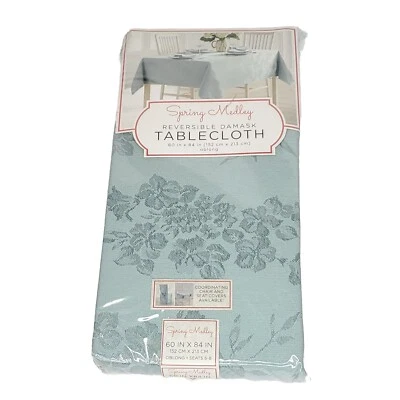 Mantel Damasco Reversible Town & Country Spring Medley 60" x 84" Niebla Oblonga Foto 1 de 4