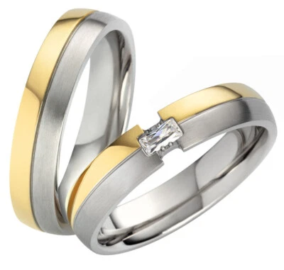 Ring Freundschaftsringe Partnerringe Verlobungsring Edelstahl Silber Gold Gravur - Bild 1 von 4