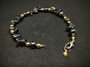 Cool & Needs some Love Hämatit Armband mit schwarzen und goldenen Perlen ~ einfache Reparatur - Bild 1 von 4