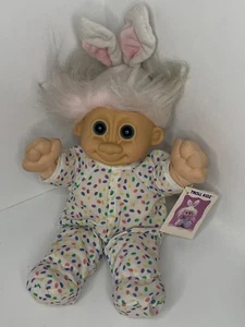Vintage Russ Troll Kidz Polka Dot Pajama Easter Bunny Plush Doll White Hair - Picture 1 of 5