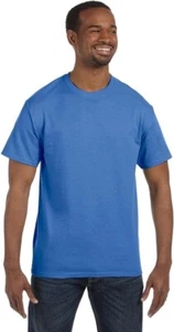 Mens Hanes Authentic-T 5250T Palace Blue Cotton T-Shirt Size 5XL NEW NWT - Picture 1 of 3