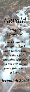 Segnalibro Gerald "Mighty Warrior" nome ricordo significato con versetto e nappa - Foto 1 di 2