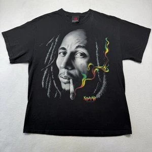 Vintage 2007 Y2k Zion Rootswear Bob Marley Kaya Man T Shirt Adult L Black - Picture 1 of 9