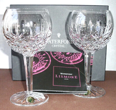 Waterford Crystal Lismore Balloon Wine Glass Pair 60th Anniversary 156516 New - Image 1 of 4