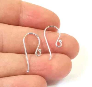 925 Sterling Silver Earring Hooks Earring Wire Findings (27mm) G30397 - Picture 1 of 8