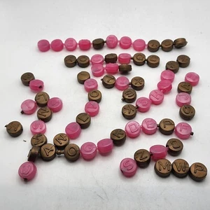 Vintage 1970s Pop Snap Interlocking Beads Pink Brown At Least 50+ Letters - Bild 1 von 4