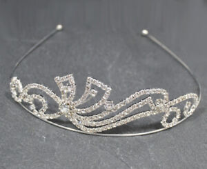 Tiara Diadem Hairband Crystal Rhinestone Wreath Crown Wedding Bride Silver /