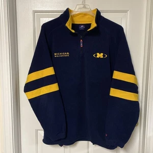 Vintage Pro Player Michigan Wolverines 1/4 Zip Pile Pullover Giacca Uomo L - Foto 1 di 8