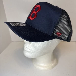 New 47 Boston Blue Baseball Cap with Red Logo - Picture 1 of 9