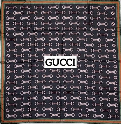 Bufanda de cadena entrelazada de seda Gucci negra usada de Japón Foto 1 de 4