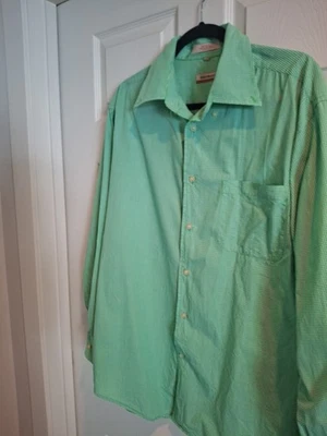 Barry Bricken Men's Button Up 100% Cotton Green White Check Size XL Classic! - Image 1 of 4