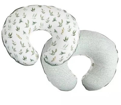 Подушка и чехол для кормления из органического хлопка Boppy, зеленые маленькие листья,  - Изображение 1 из 4