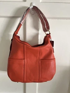 TIGNANELLO Leather Burnt Orange Shoulder Bag Tote Handbag Purse - Picture 1 of 9