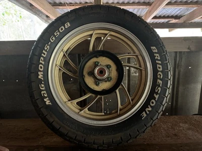 1981 Yamaha XJ650 Maxim Rear Wheel Rim Tire 16 1980-1983 Midnight Silver Gold - Image 1 of 4