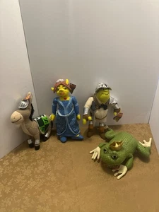 Dreamworks 4er-Set "Shrek der 3. Zoll Plüsch/Stofftier Sammlerstücke Spielzeug mit Etikett 2006 - Bild 1 von 17