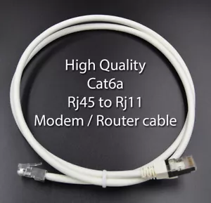 1M Cat6a Shielded BT Infinity Router modem cable VDSL RJ11/RJ45 Broadband White - Picture 1 of 5