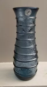 Vidrios San Miguel Spain 100% Recycled Glass Hand Made Vase 10" Tall Blue - Picture 1 of 2
