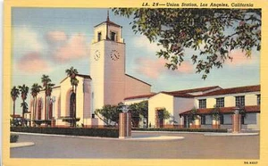 Los Angeles California 1940s Postcard Union Train Railraod Station - Picture 1 of 2