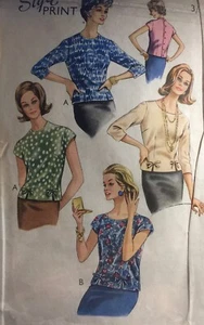 VINTAGE 1960s 'STYLE' BACK BUTTON CLASSIC TOP PATTERN 1289 34" BUST - Picture 1 of 2