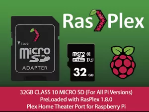 RasPlex 1.8.0 Plex Client für Raspberry Pi PreLoaded Class 10 Micro SD - Bild 1 von 4