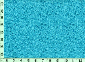Dunkle türkisfarbene Locken auf hellblaugrün Quilten Nähen Stoff Meterware #555 - Bild 1 von 1