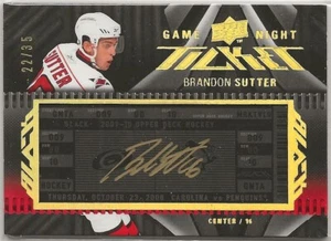 Boleto UD Black Game Night 2009-10 autógrafos #GNBS Brandon Sutter Carolina - Imagen 1 de 2