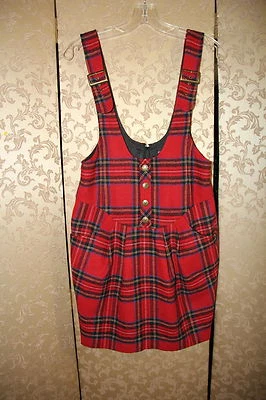 Vestido tipo jersey Betsey Johnson rojo multicolor a cuadros tartán niña escolar talla 4 Foto 1 de 4