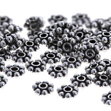 4mm Bali Daisy Beads, Sterling Silver, 100pc .925 Tiny Spacer Beads, Antiqued