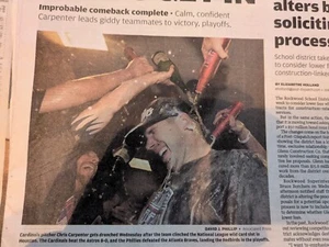 9-29-11 St. Louis Post Despacho Cardenales Playoffs Pujols, Periódico Yadi - Imagen 1 de 4