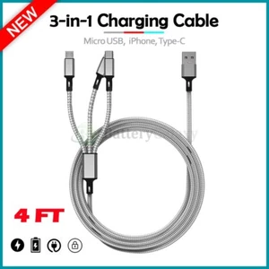 3 in 1 Fast Charging Cable Cell Phone Charger Cord For iPhone Type C Micro USB - Picture 1 of 4