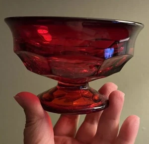 Vintage Viking Glass Red Georgian Flared 4 7/8th Footed Dessert Appetizer Bowl - Picture 1 of 7