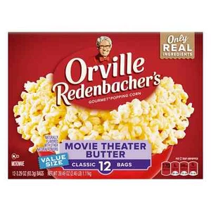 Orville Redenbacher’S Movie Theater Butter Popcorn, Microwave Popcorn, 12 Count - Picture 1 of 8