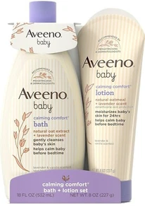 Juego de baño y loción Aveeno Baby Calming Comfort, cuidado nocturno de la piel del bebé - Imagen 1 de 6