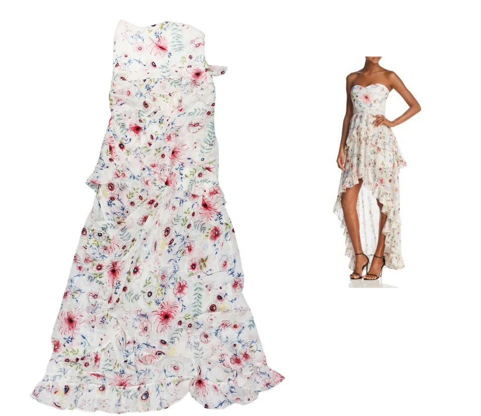 Vestido para mujer Aqua floral con volantes sin mangas dobladillo alto-bajo nuevo con etiquetas Foto 1 de 1